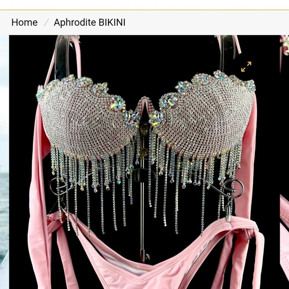 Aphrodite BIKINI Gorgeous Rhinestone Bikini Size Small